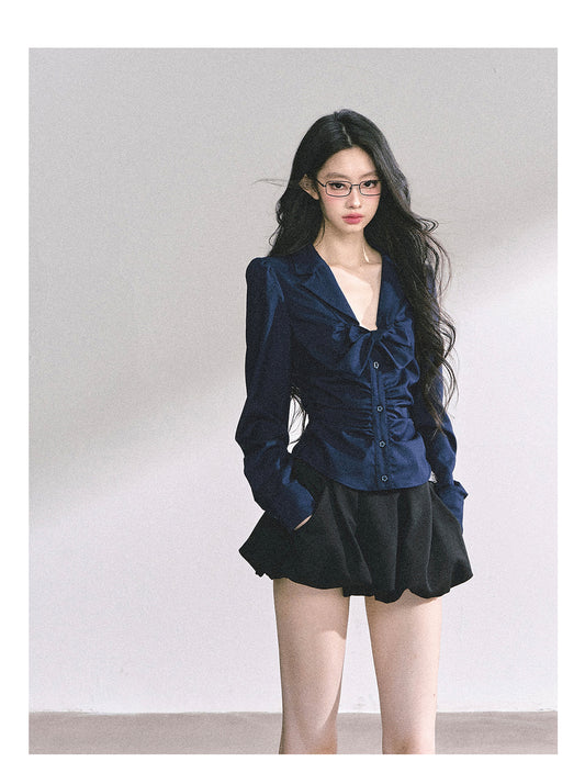 SHAOYEYAN French Bow V-Neck Blouse