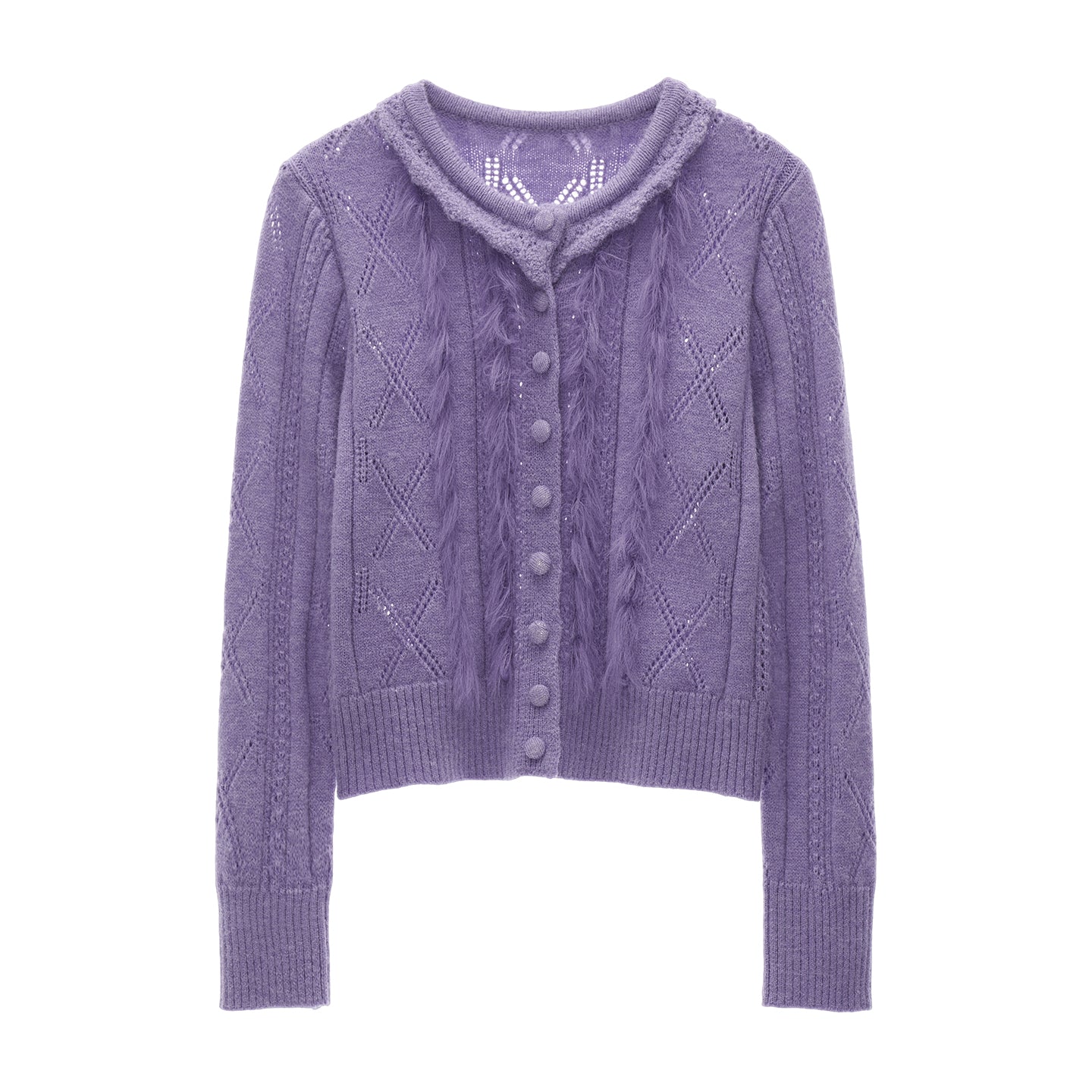 MAMC Hollow-Out Peter Pan Collar Knit Cardigan