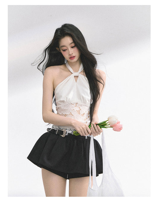 SHAOYEYAN French Lace Halter Top