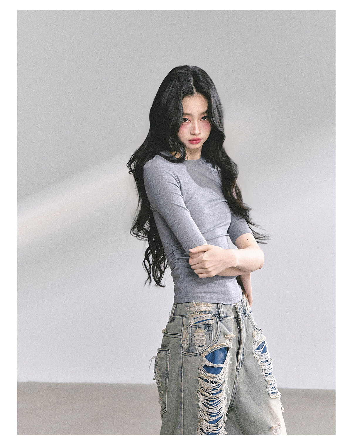 SHAOYEYAN Back Butterfly Lace Waist-Defining Tee