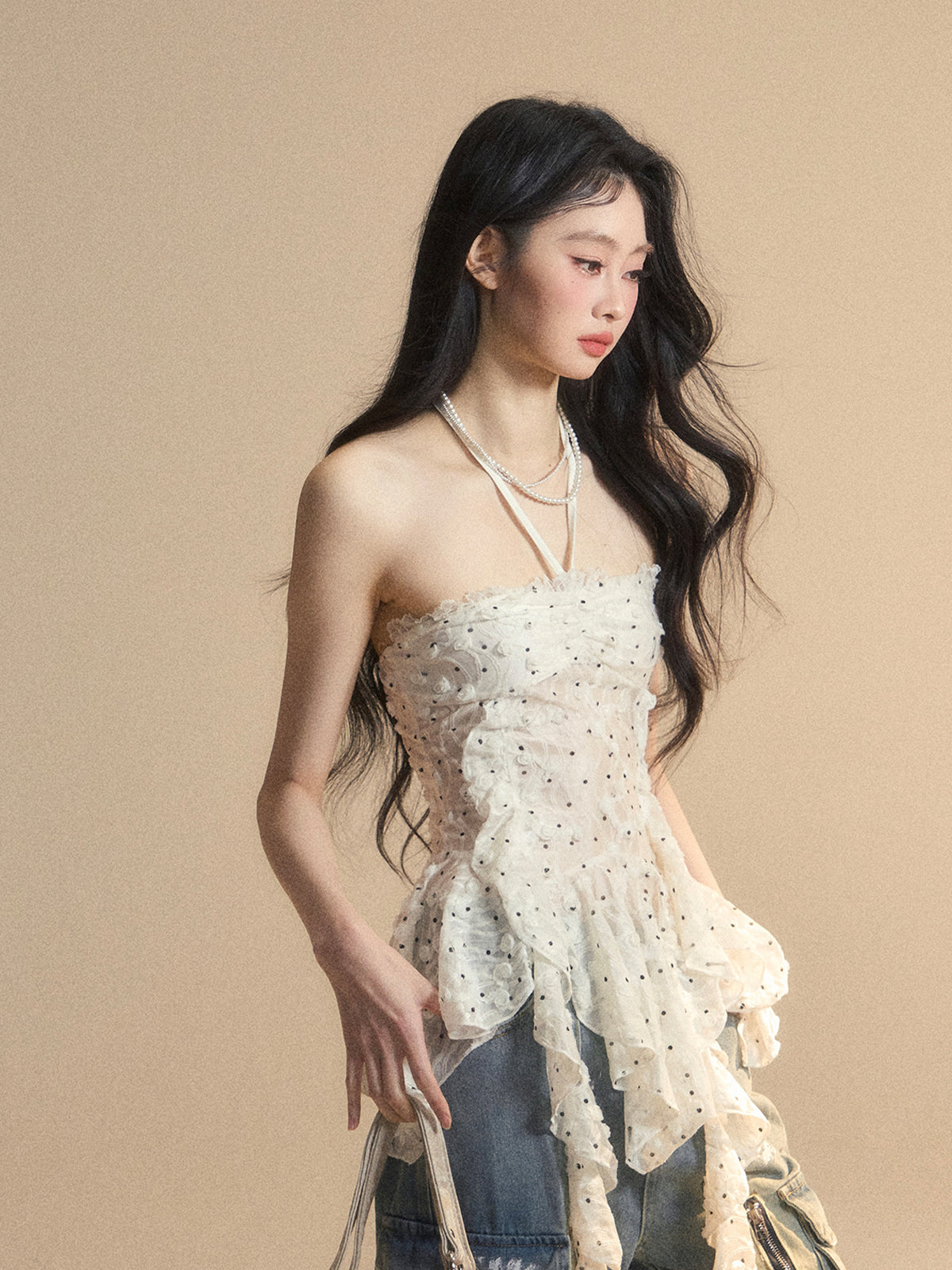 SHAOYEYAN Camellia Off-Shoulder Top