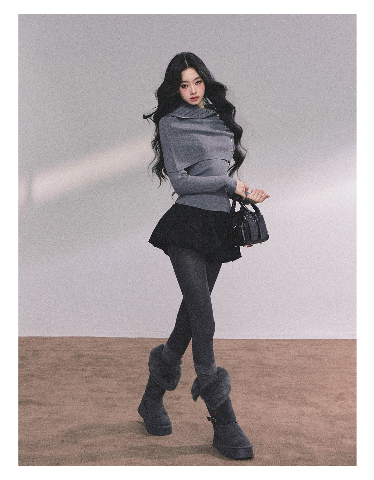 ShaoYeYan Noblewoman Waist-Defining Long Sleeve Knit Top