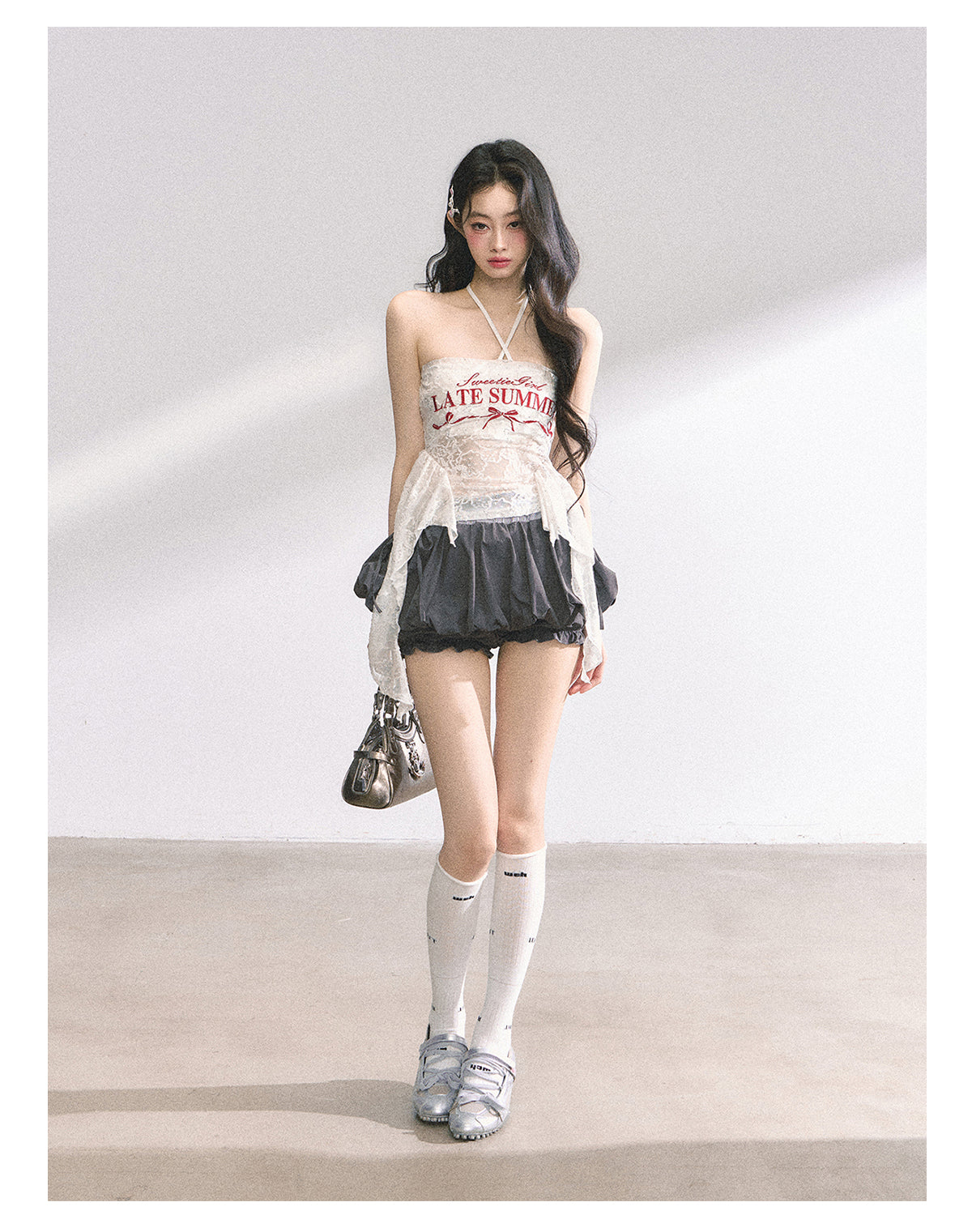 SHAOYEYAN Off-Shoulder Lace Halter Top