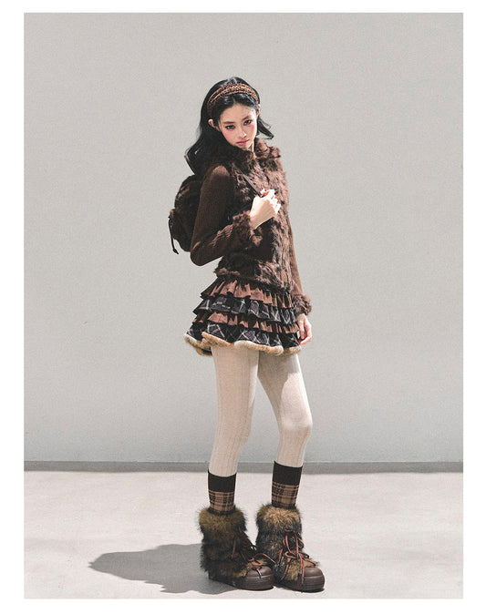 ShaoYeYan Floating Poem Maillard Leopard Print Jacket