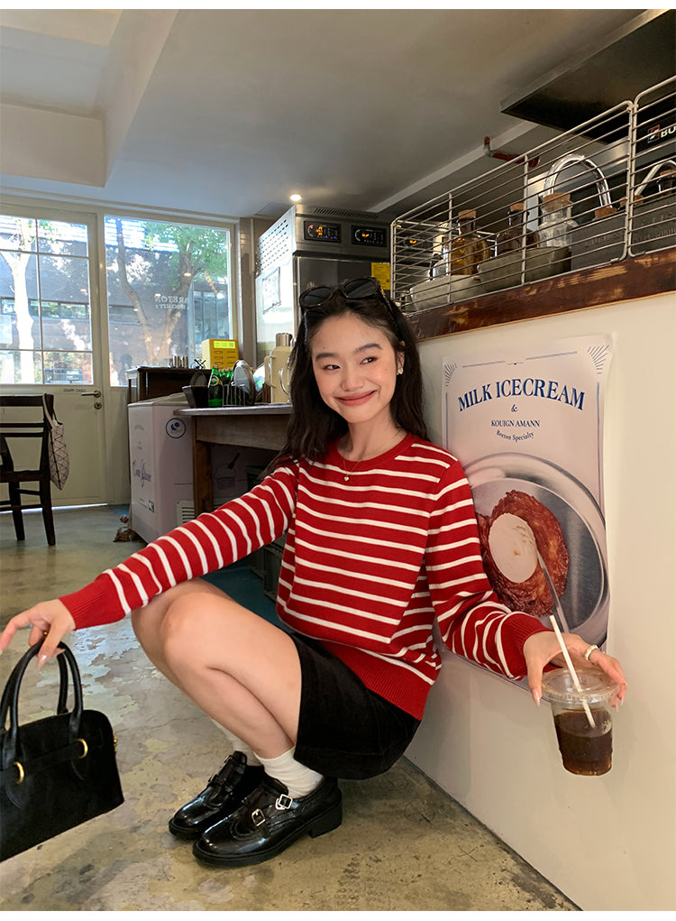 Pusumede Striped Crewneck Sweater