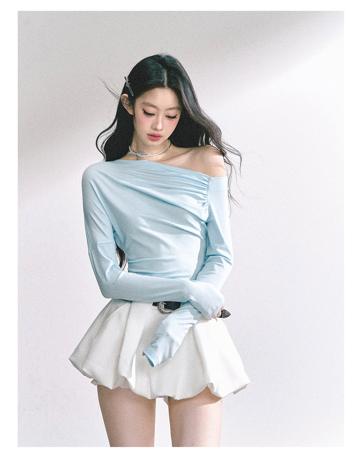 SHAOYEYAN Korean Mature Style Off-Shoulder Tee