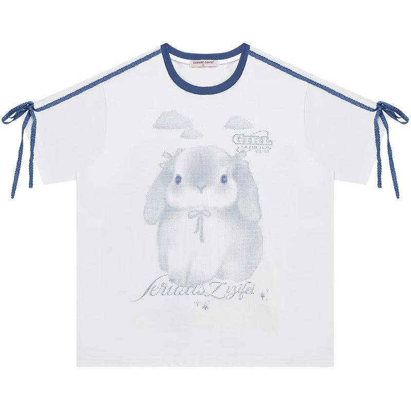 ziziFei Retro Bunny Tie-Front Tee