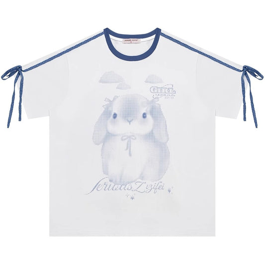 ziziFei Retro Bunny Tie-Front Tee