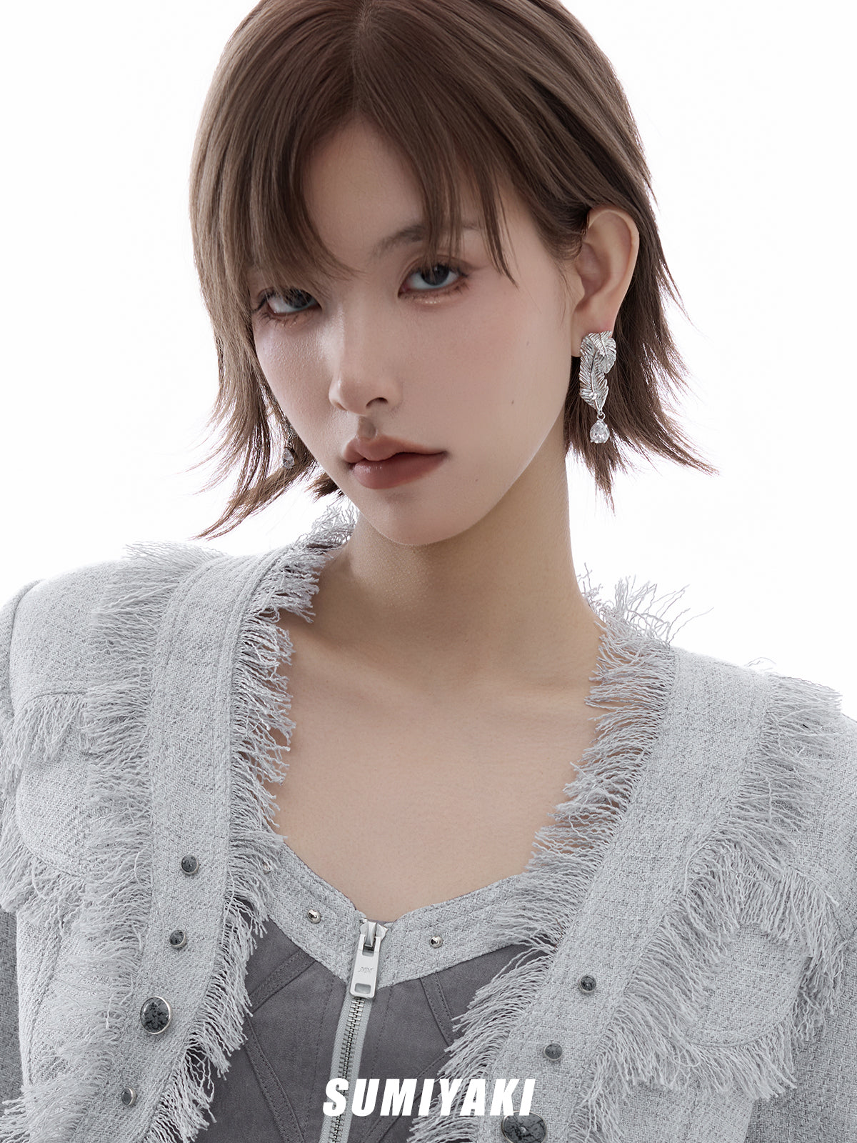 SUMIYAKI Dark Feather Punk Earrings