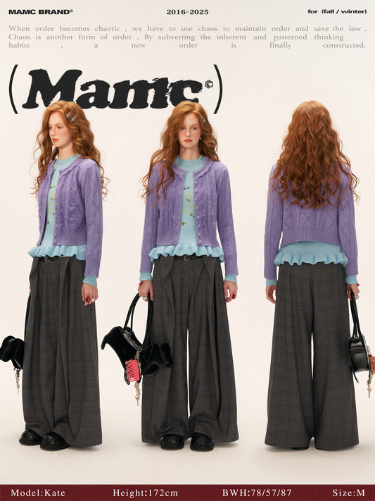MAMC Hollow-Out Peter Pan Collar Knit Cardigan