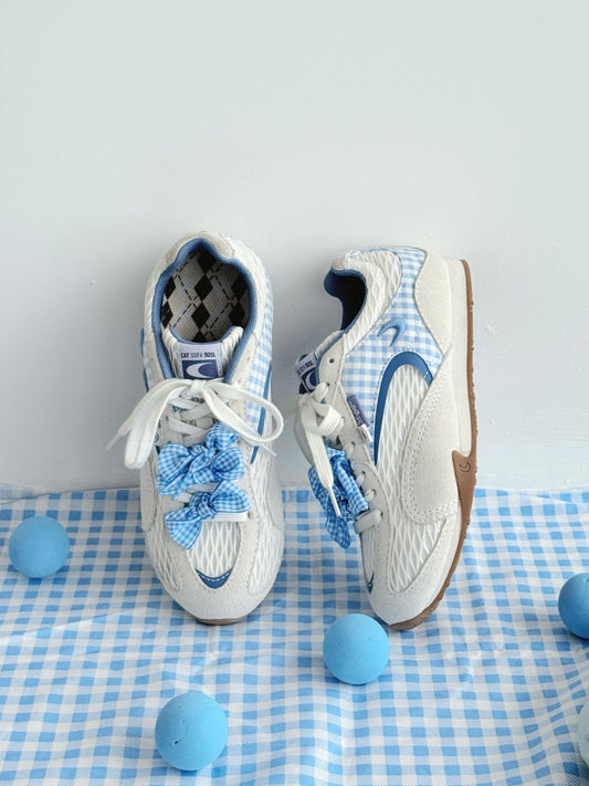 Cat&Sofa Plaid Mesh Height-Boost Sneakers