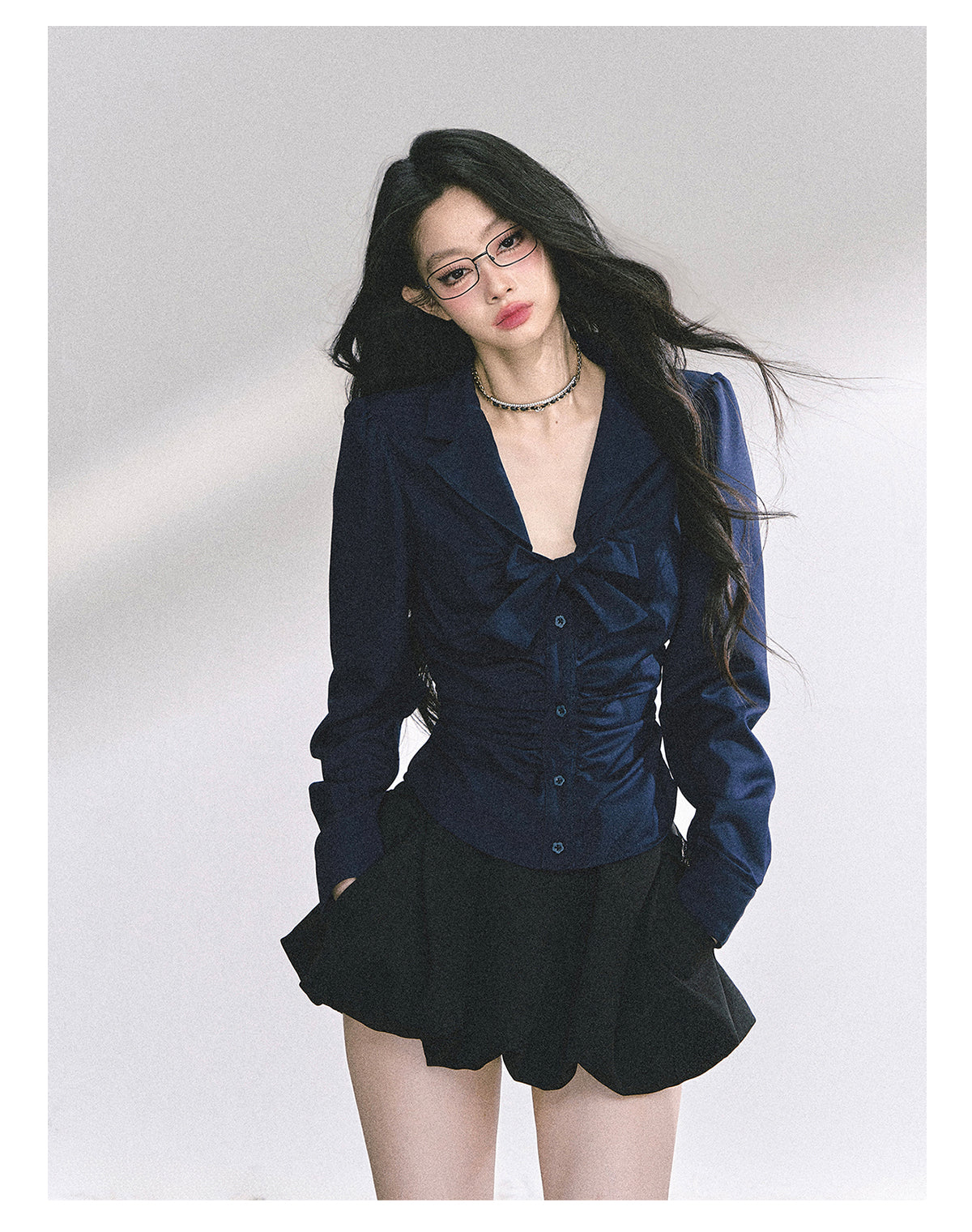 SHAOYEYAN French Bow V-Neck Blouse