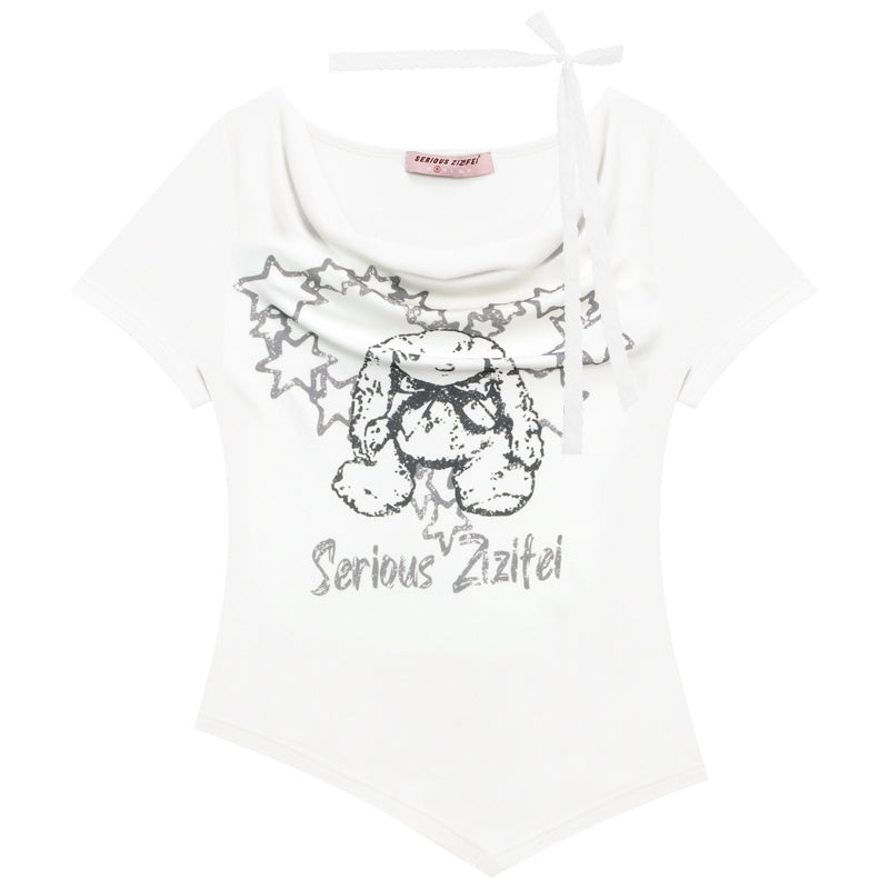 ziziFei Retro Print Draped Tee
