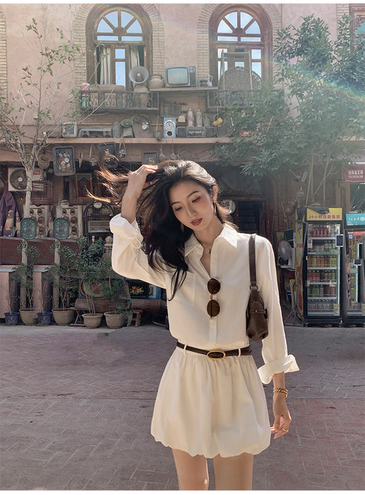 MULVAN "Camellia White" Shirt Dress