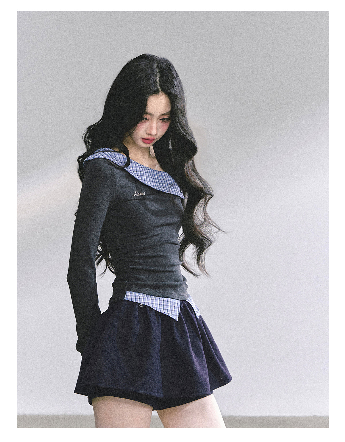 SHAOYEYAN Mock Two-Layer Waist-Defining Striped Tee