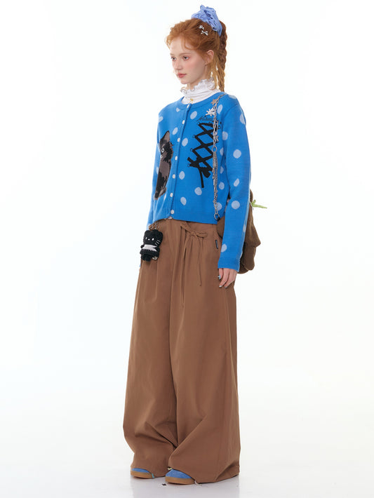 ZiziFei "Meow Sweetheart" Dot Knit Cardigan