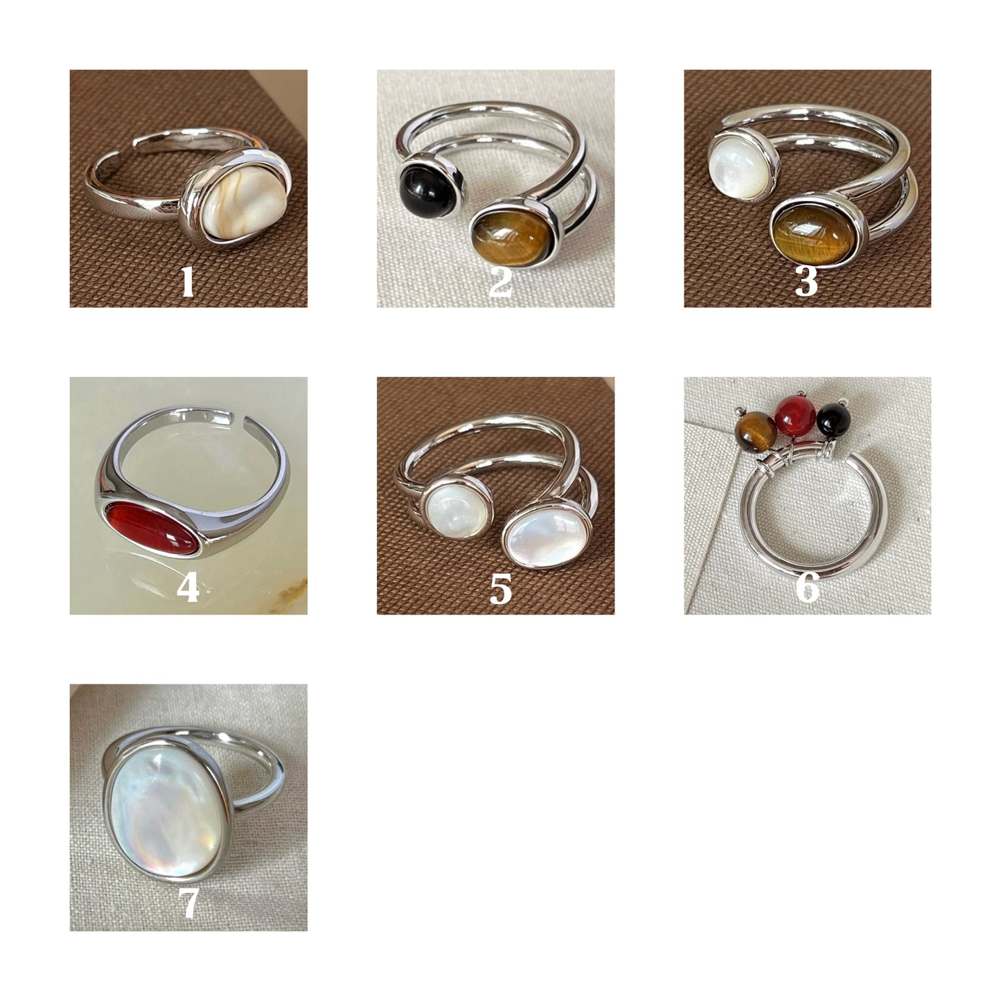 VIGVOG Geometric Gemstone Rings