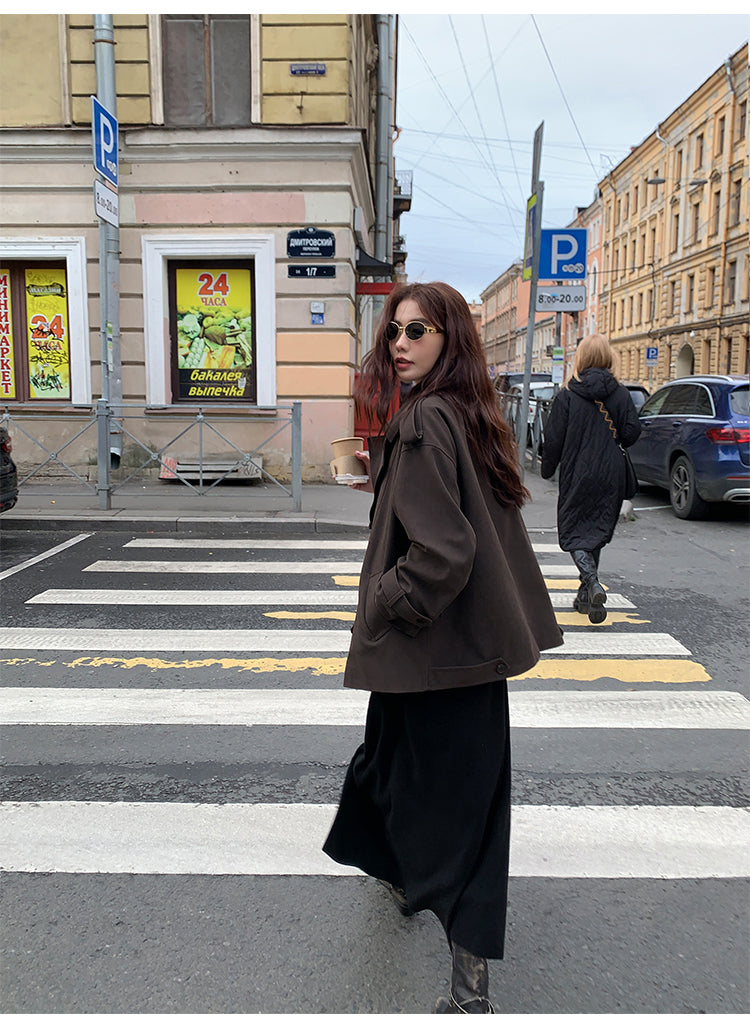 Pusumede Suede-Look Trench Coat