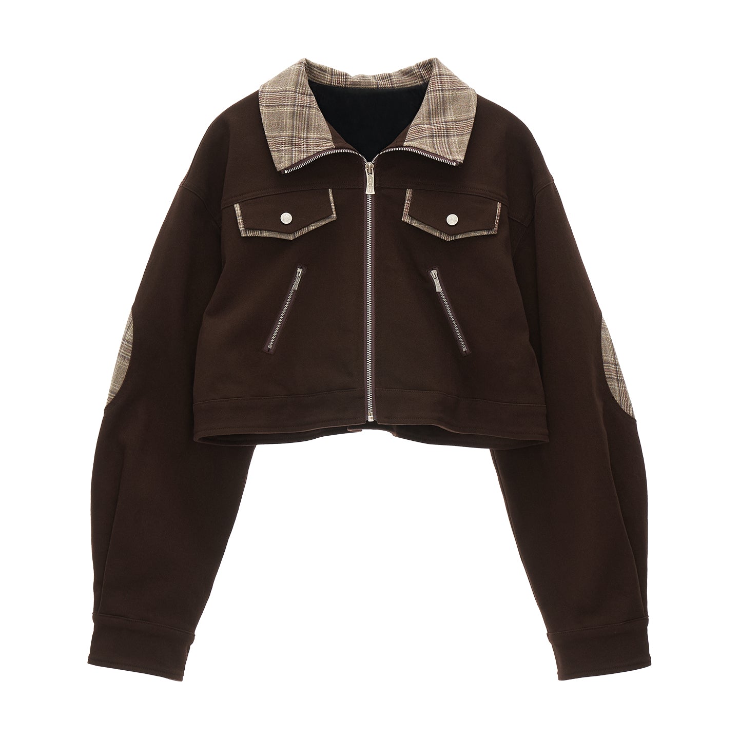 MAMC Retro Plaid Patchwork Blazer Jacket & Skirt Set