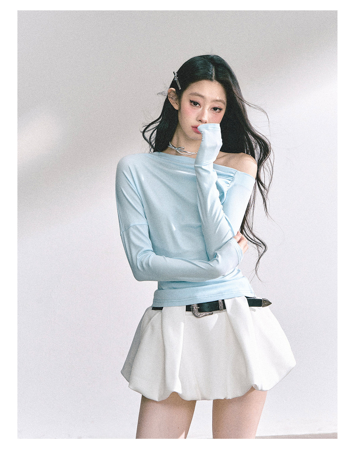 SHAOYEYAN Korean Mature Style Off-Shoulder Tee
