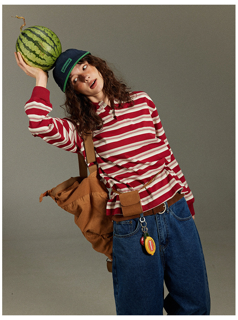 Lulugray Retro Stripe Polo Tee