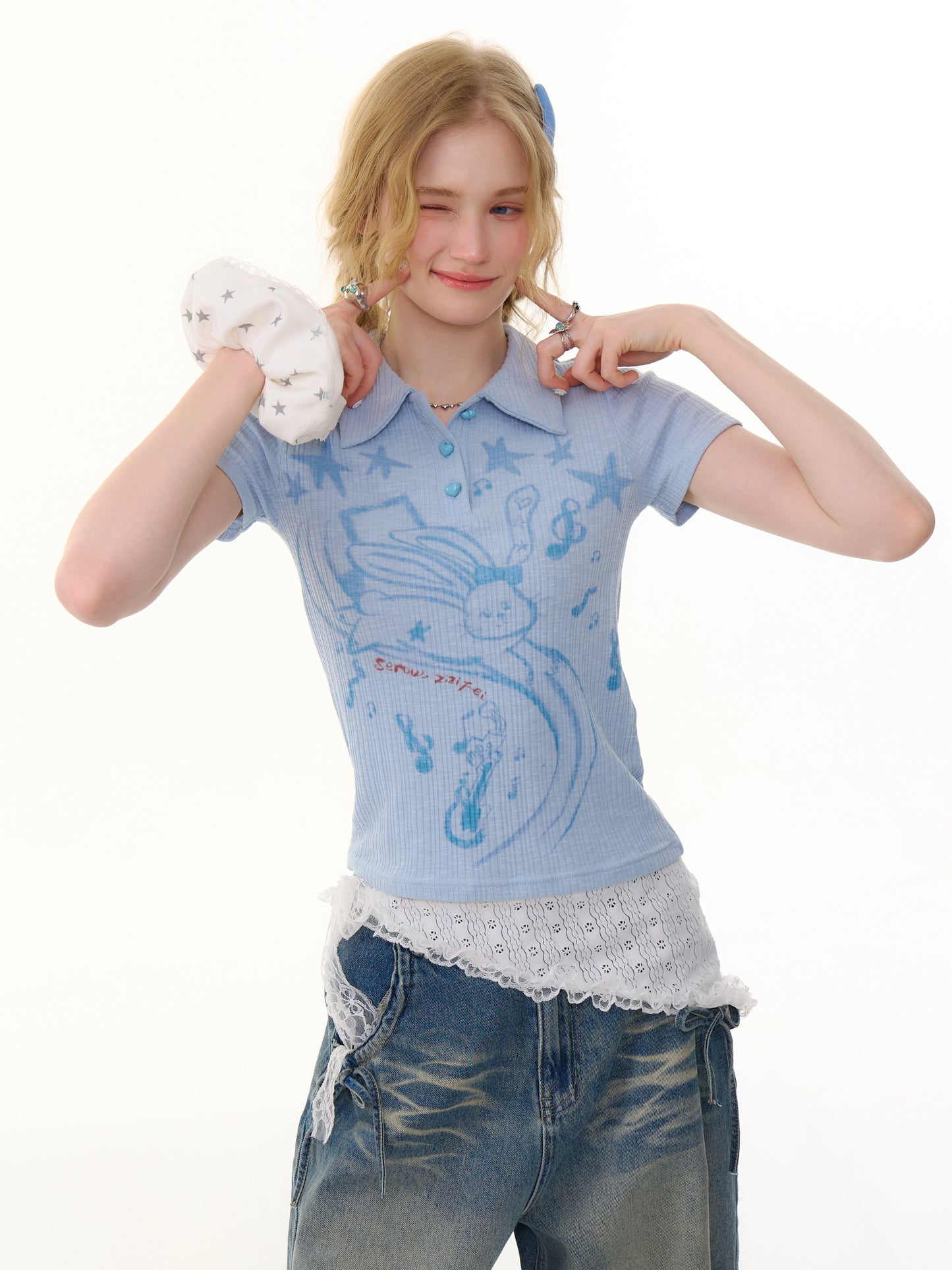 ziziFei Vintage Bunny Polo Shirt