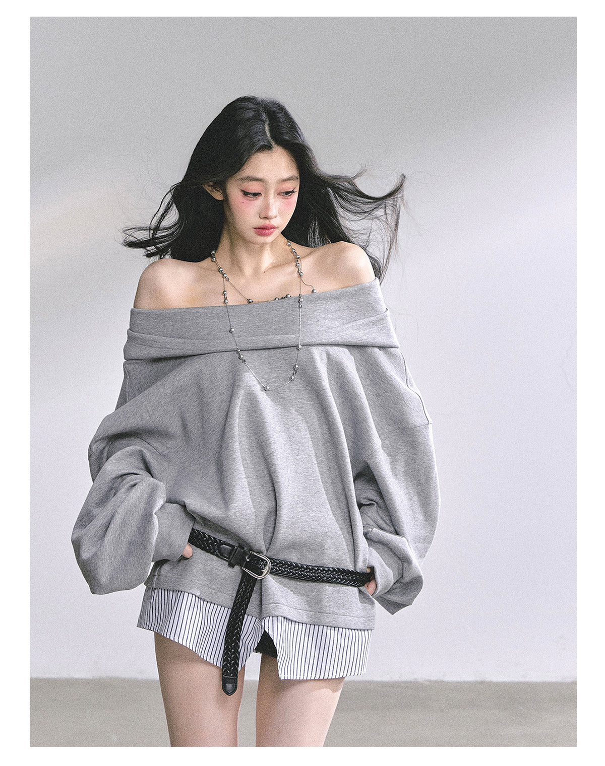 SHAOYEYAN Fake Two-Piece Oversized Hoodie (with belt)