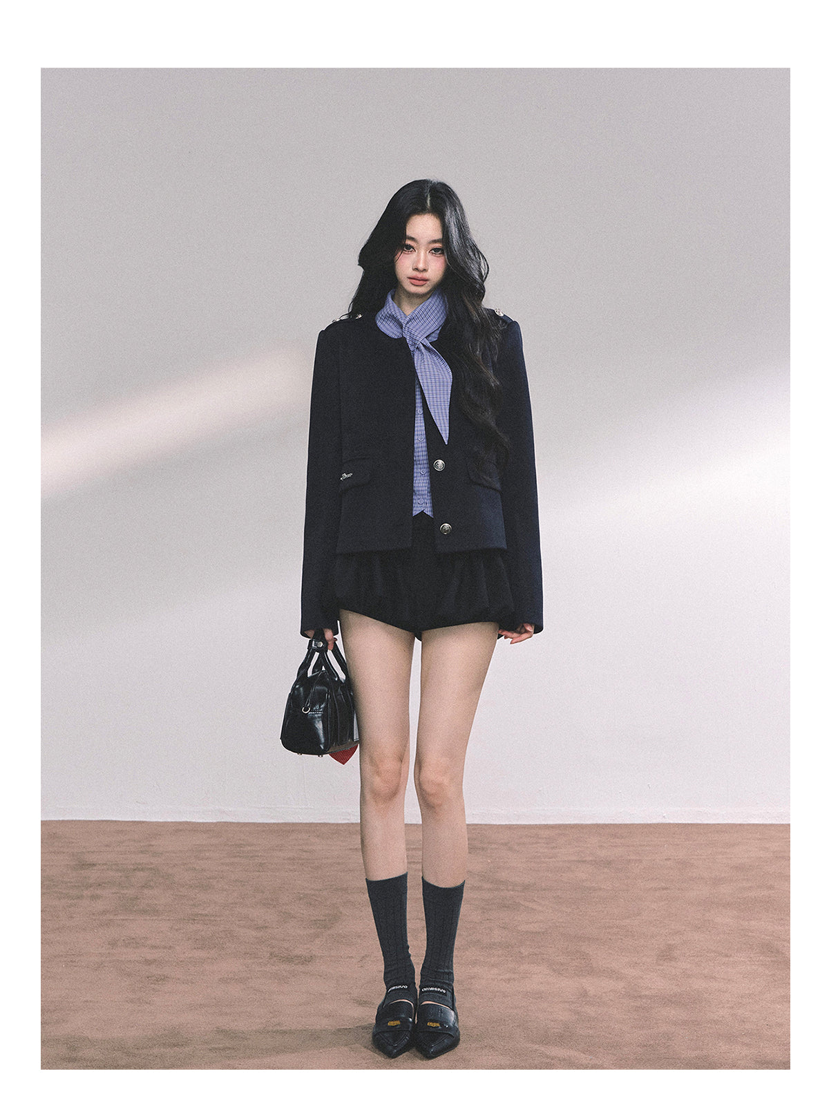 ShaoYeYan Senior Intellectual Klein Blue Plaid Shirt