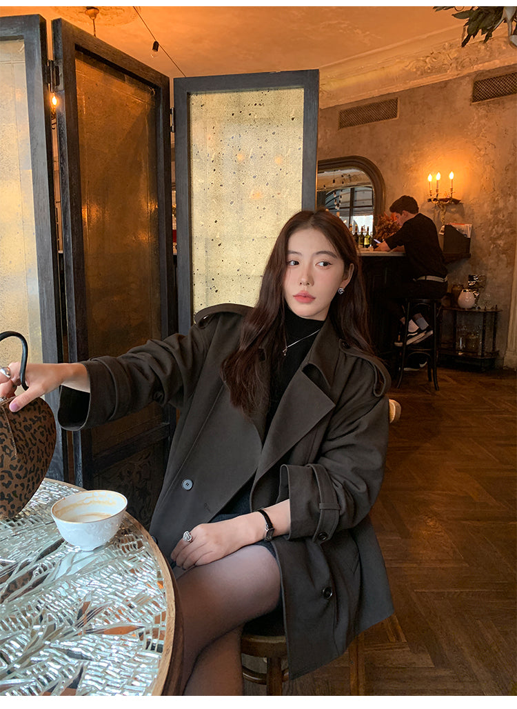 Pusumede Suede-Look Trench Coat