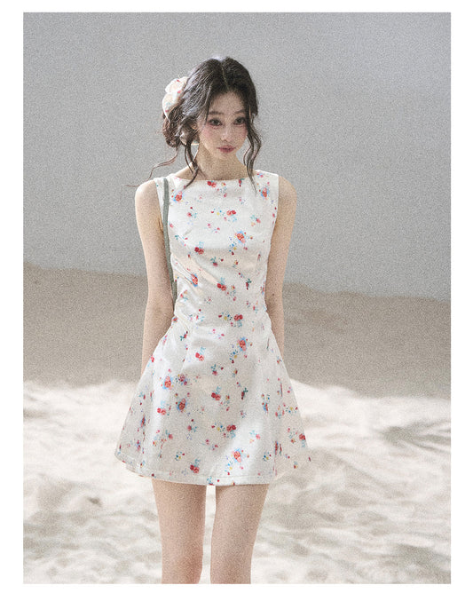 ShaoYeYan Aomalm It Starts With a Bouquet French Floral Satin Dress