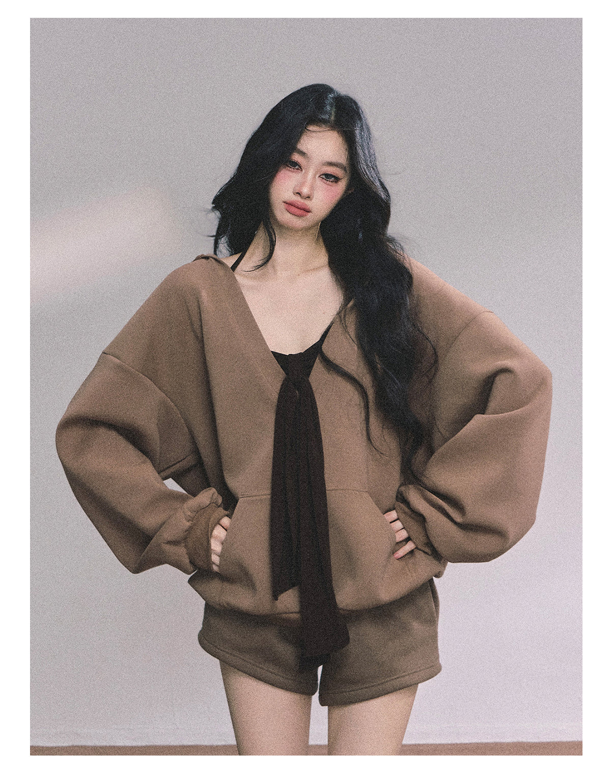 ShaoYeYan Autumn Leaves Riverside Casual Hoodie Set