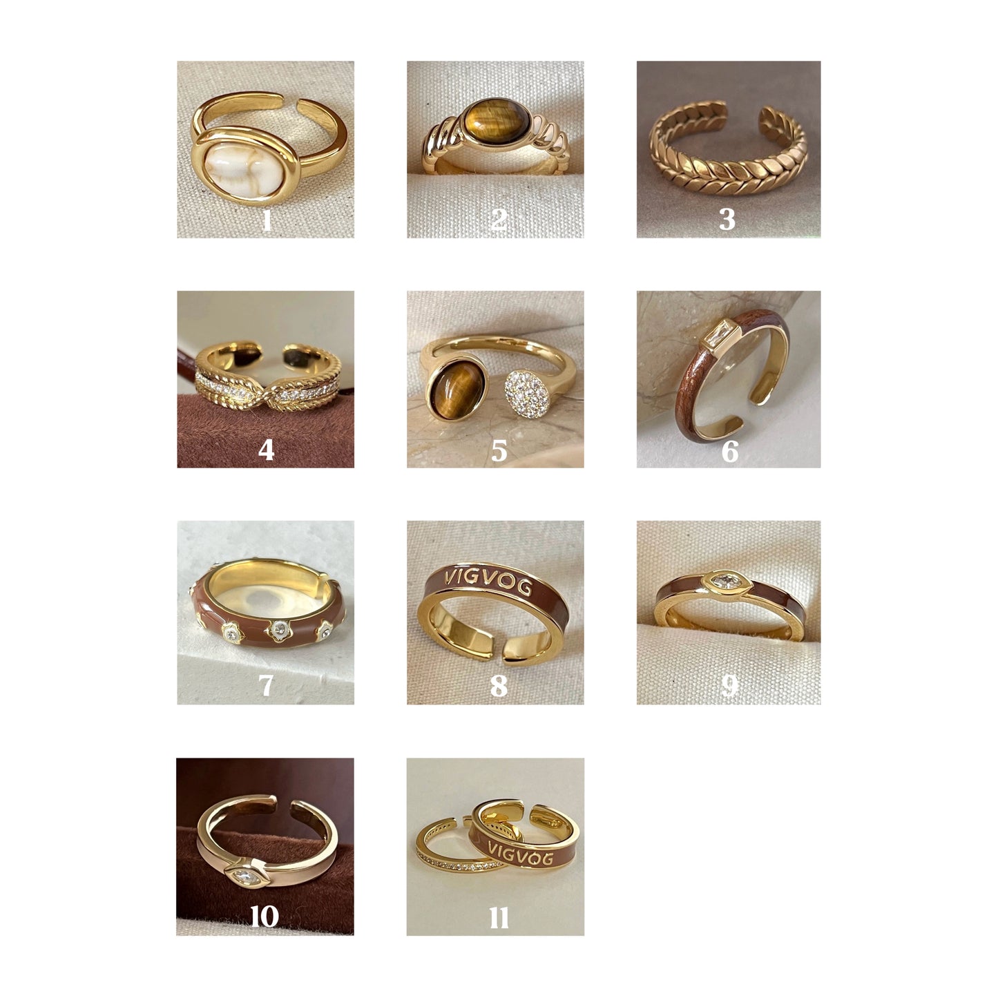 VIGVOG Geometric Gemstone Rings