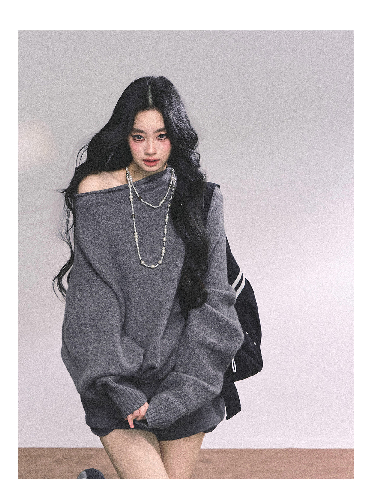 ShaoYeYan Cold Unnie Korean Off-Shoulder Sweater
