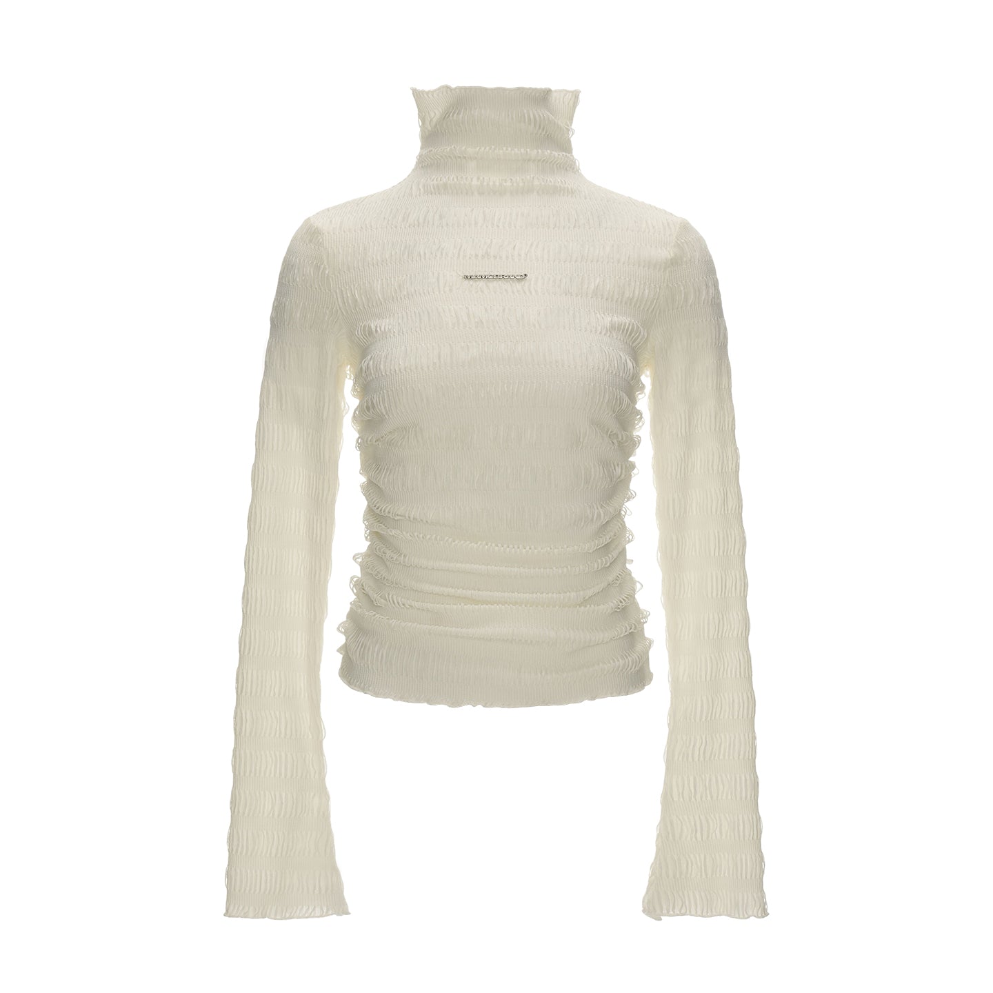 MAMC Textured Striped Turtleneck Top