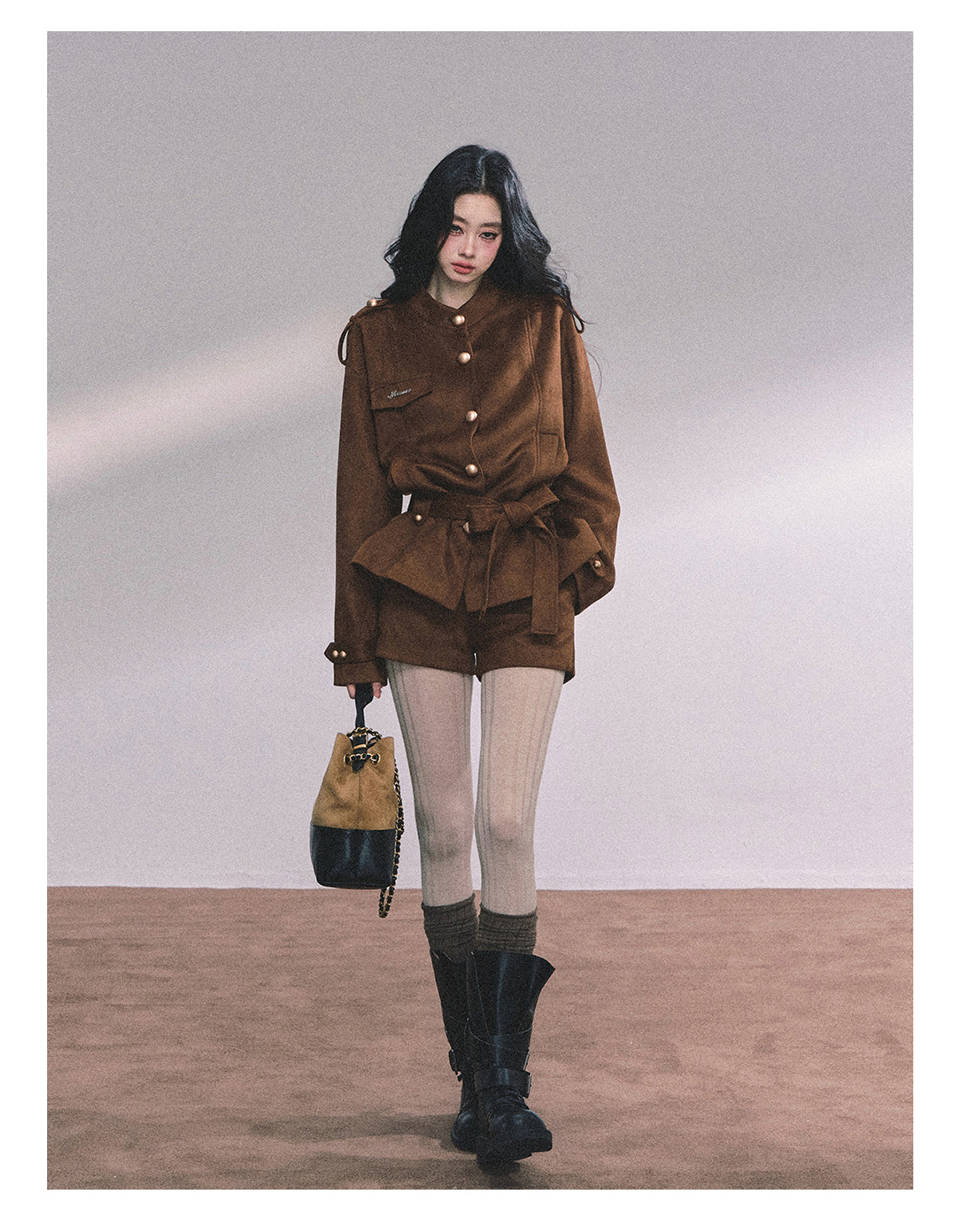 ShaoYeYan Delpan Winter French British Style Suede Set