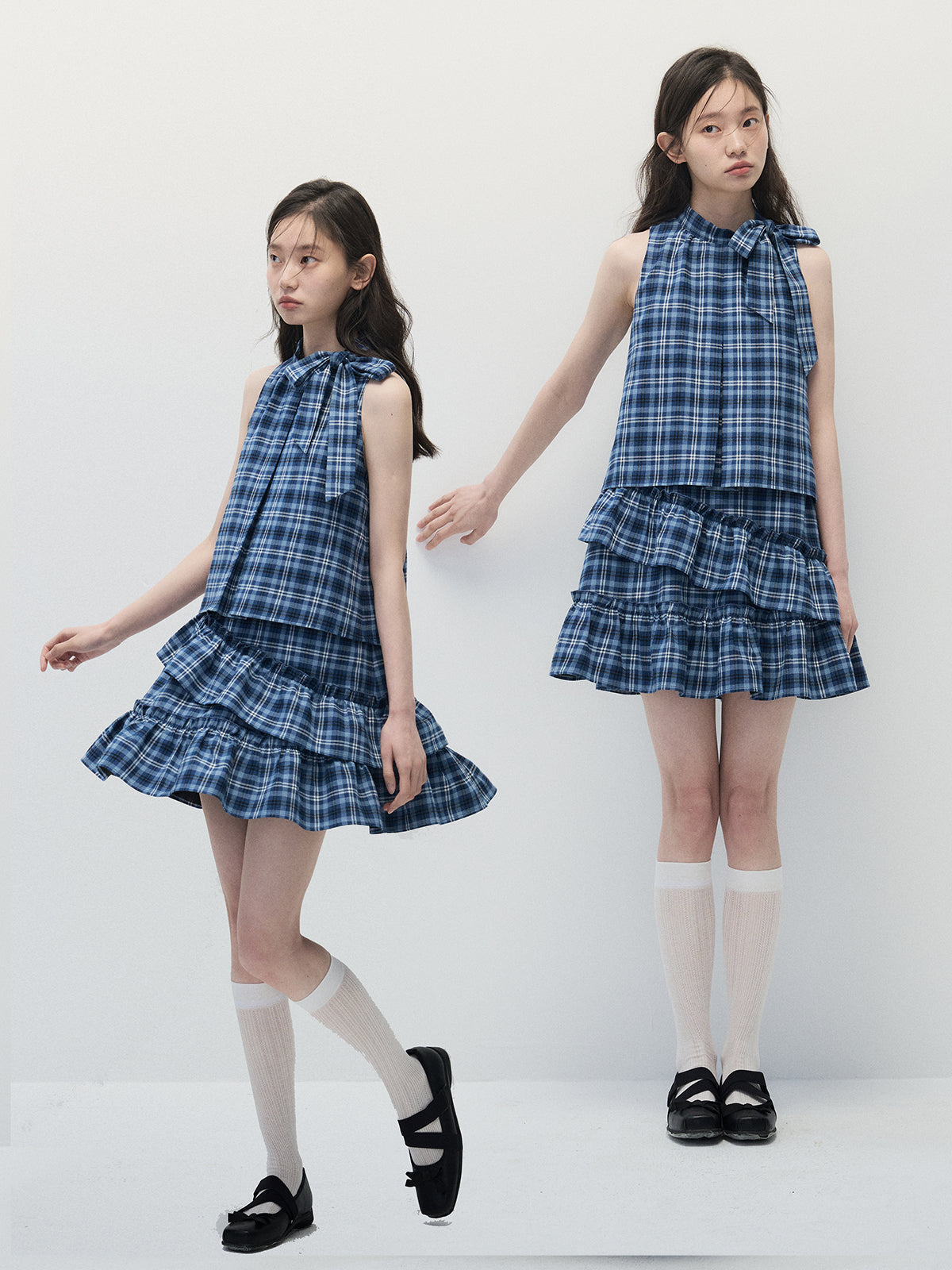 ANNATTO 'Sleepless Sea' Blue Gingham Tiered Dress