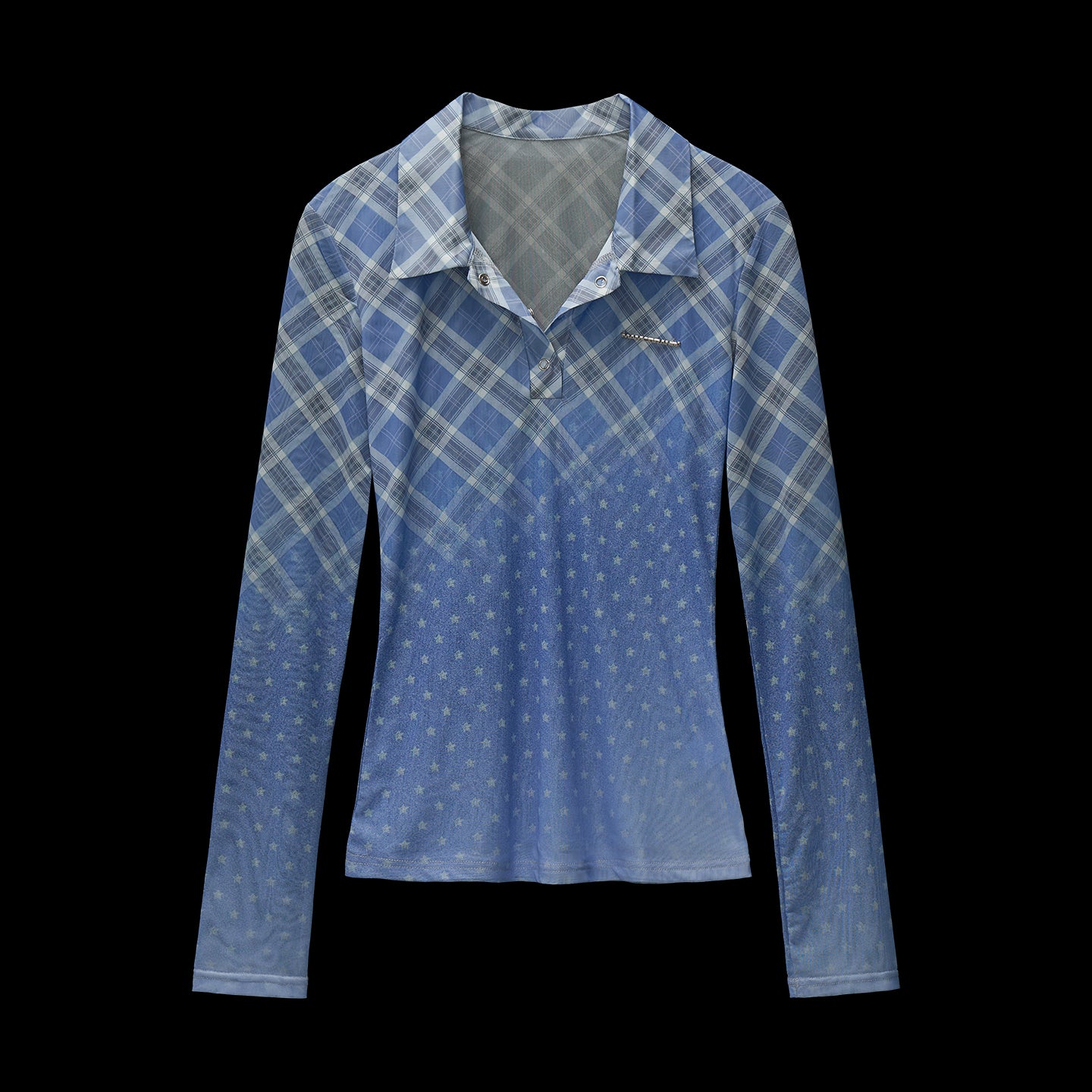 MAMC Sheer Gradient Plaid Top