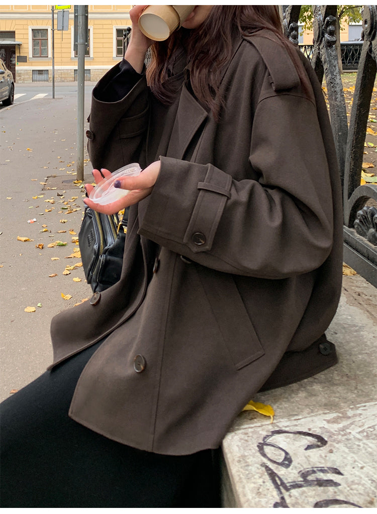Pusumede Suede-Look Trench Coat