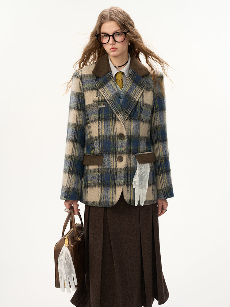 MAMC Plaid Wool-Blend Blazer