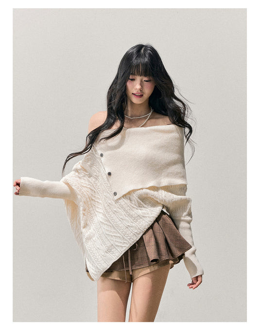 ShaoYeYan Aomalm Snow Country Letter Asymmetric Sweater