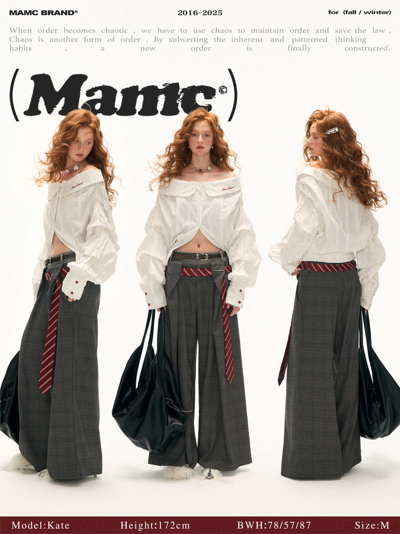 MAMC Oversized V-Neck Striped Shirt