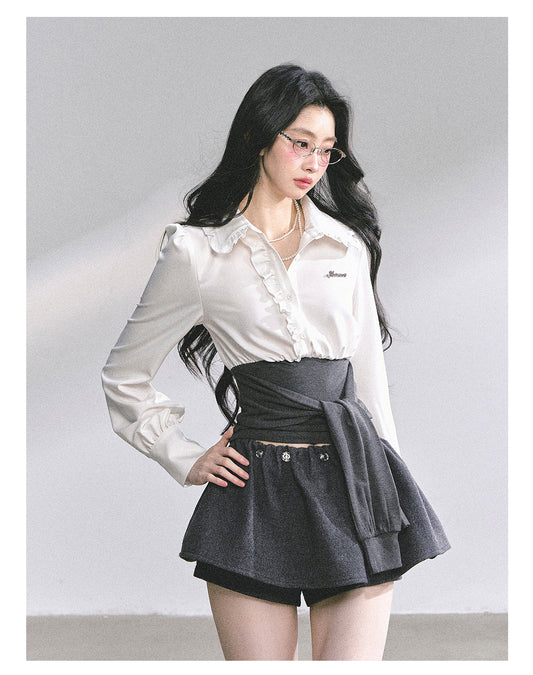 SHAOYEYAN French Inspired Ruffle Sleeve Blouse