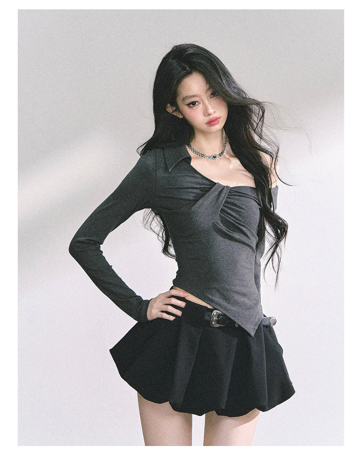 SHAOYEYAN Korean Style Asymmetric Off-Shoulder Top
