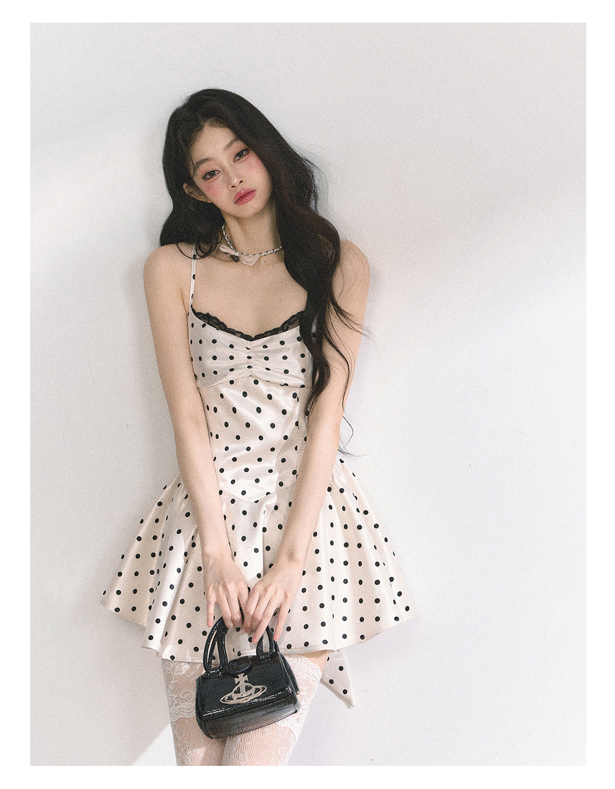 SHAOYEYAN French Lace Polka Dot Sundress