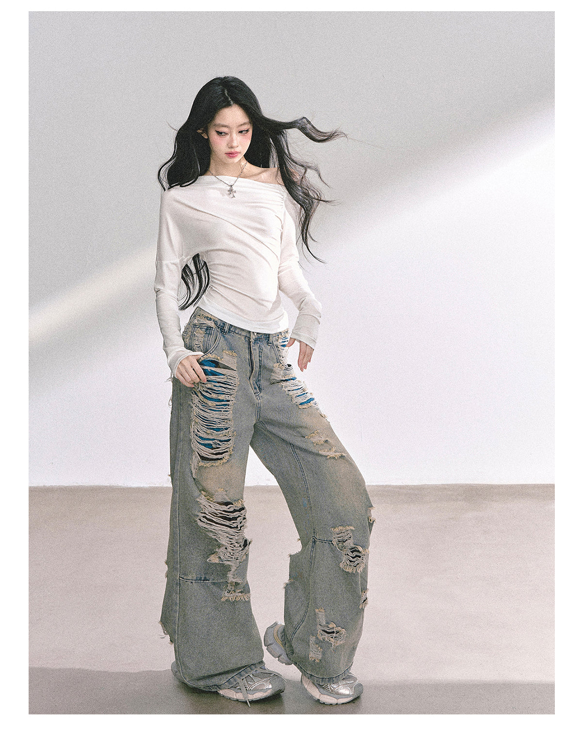 SHAOYEYAN Korean Mature Style Off-Shoulder Tee