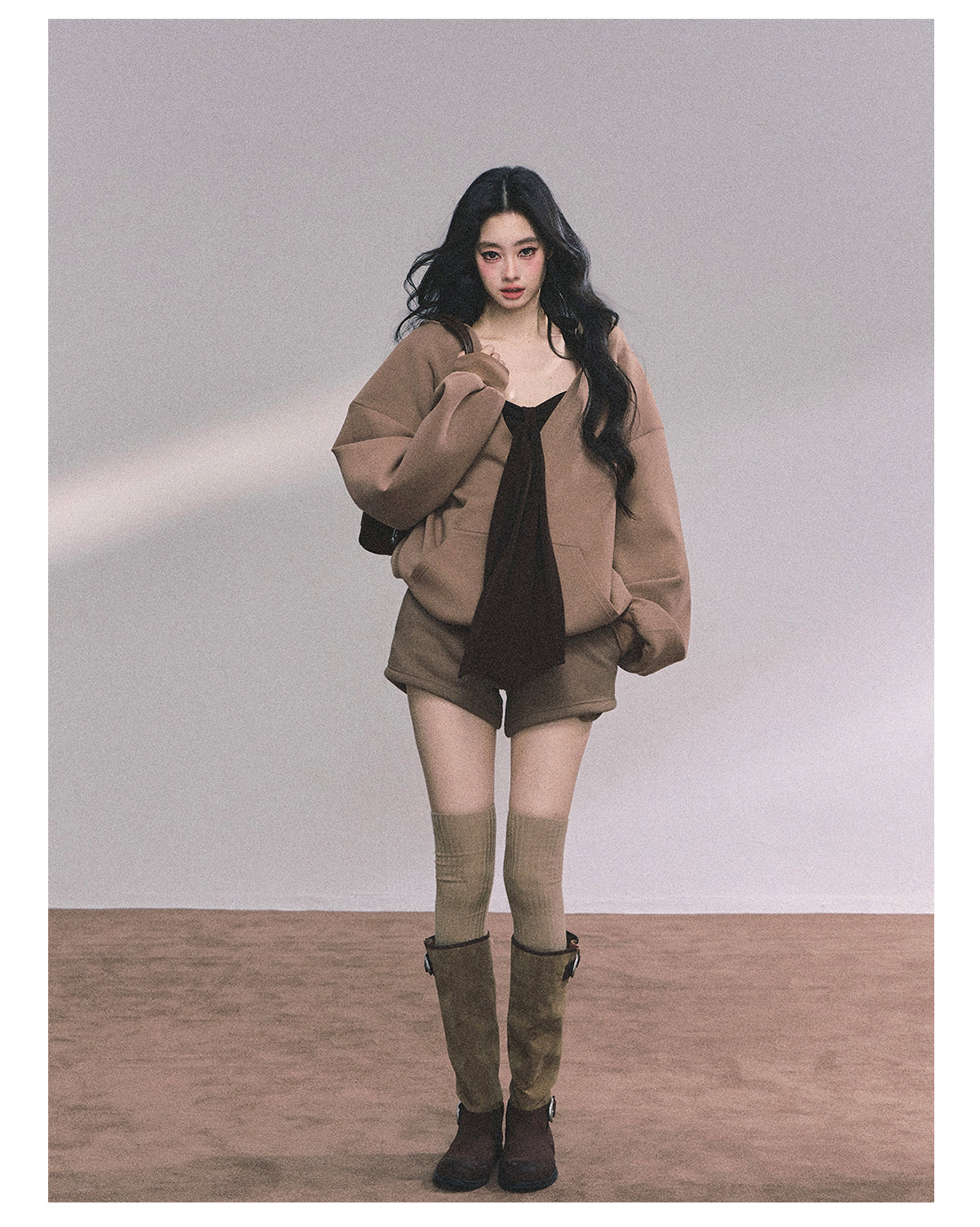 ShaoYeYan Autumn Leaves Riverside Casual Hoodie Set