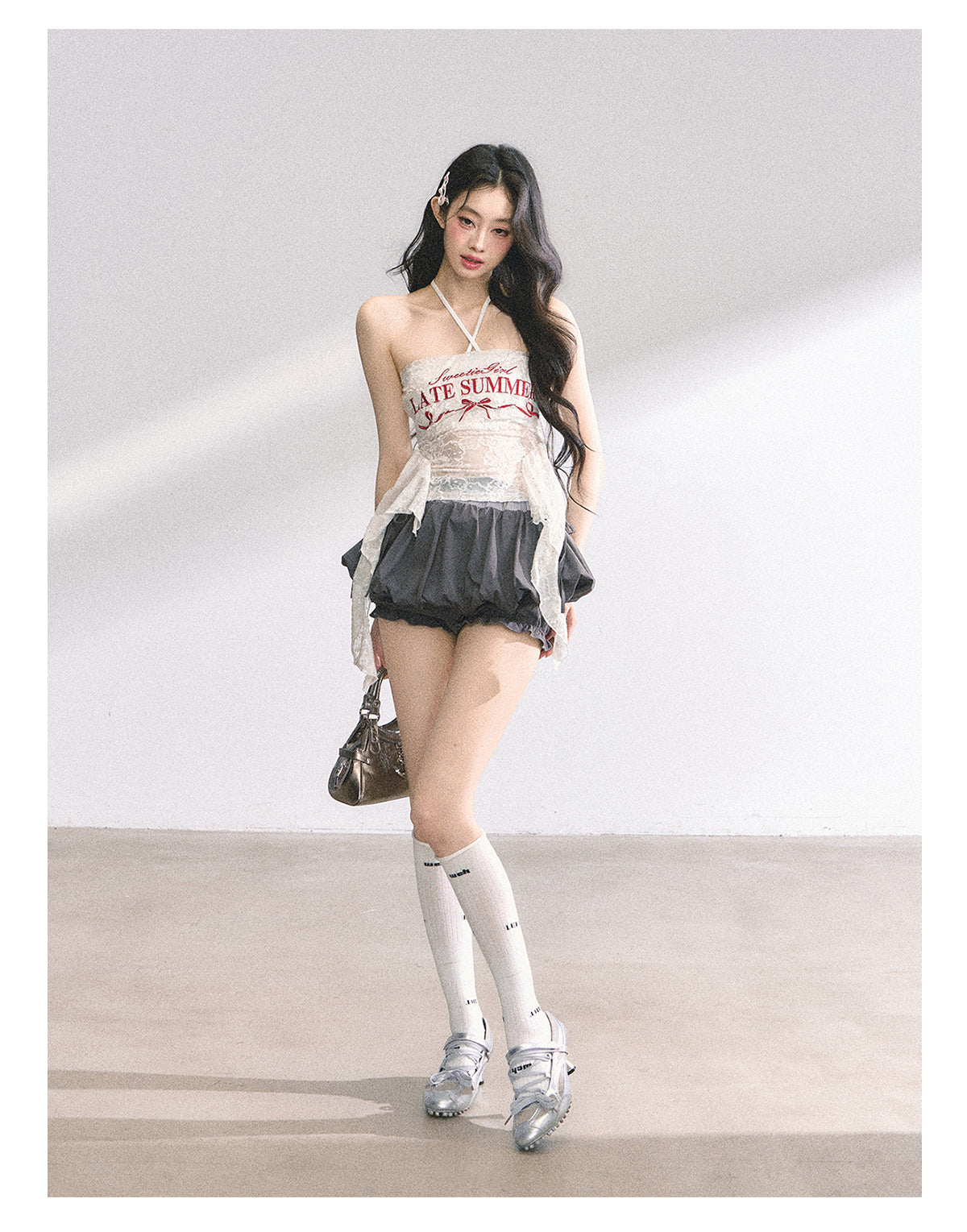 SHAOYEYAN Off-Shoulder Lace Halter Top