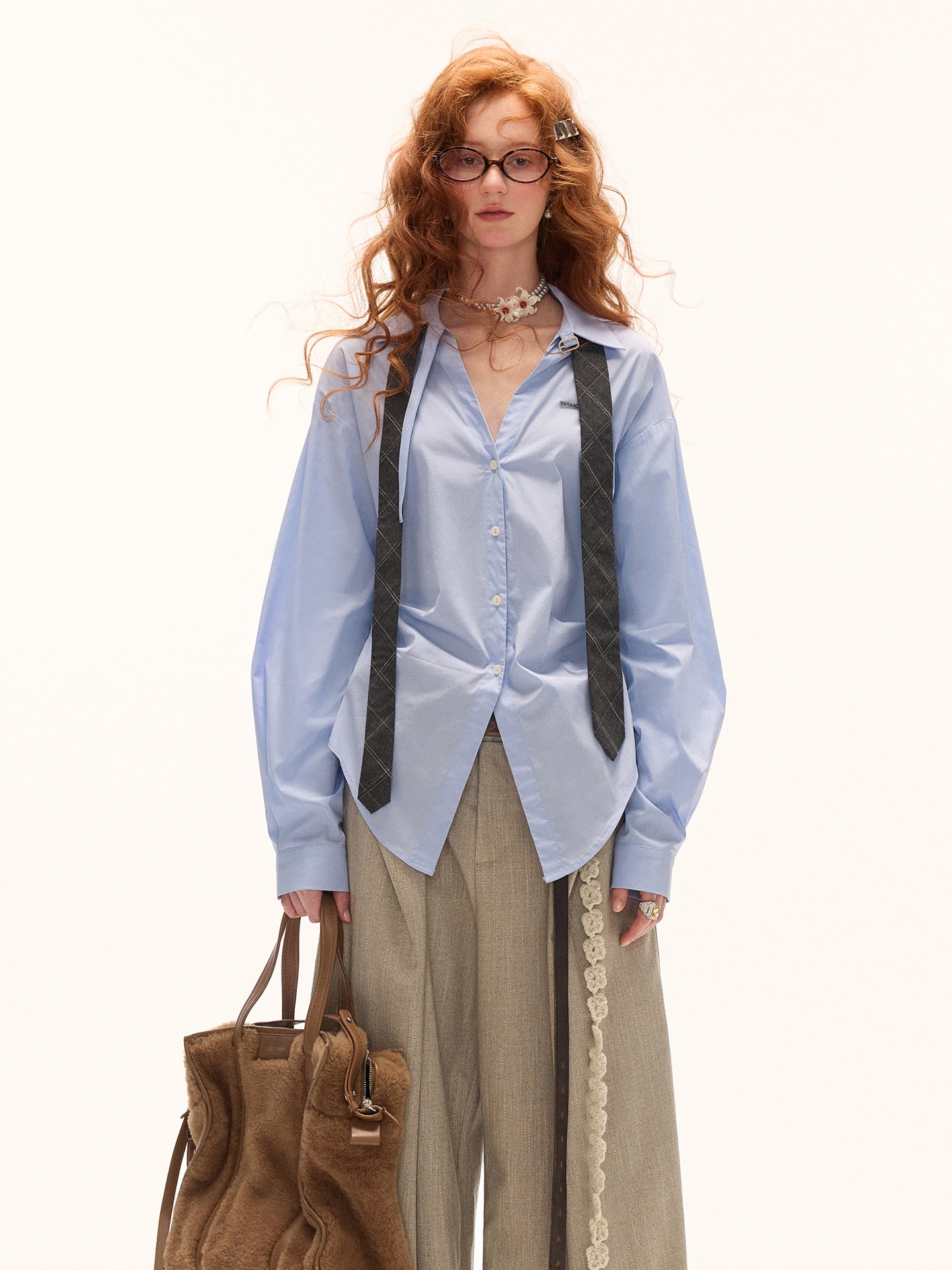 MAMC Pleated Waist Blue Shirt