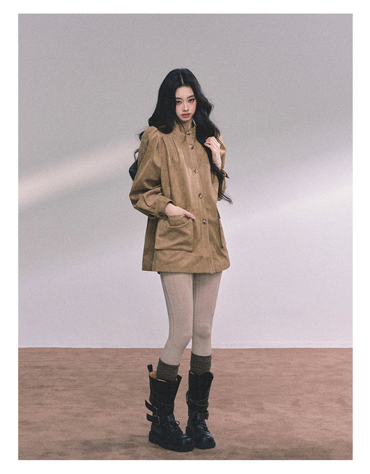 ShaoYeYan Cocoa Warm Brown Premium French Suede Blazer