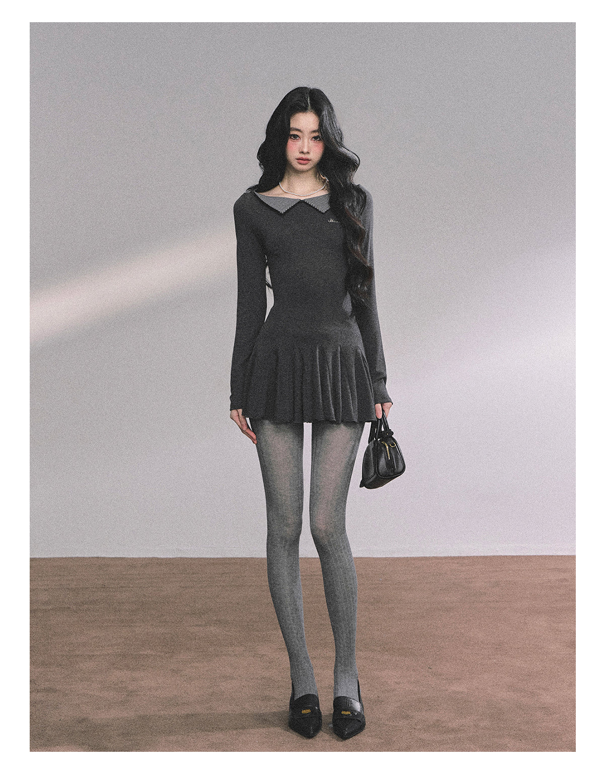 ShaoYeYan Roxton Grey Fake Two-Piece T-Shirt Dress